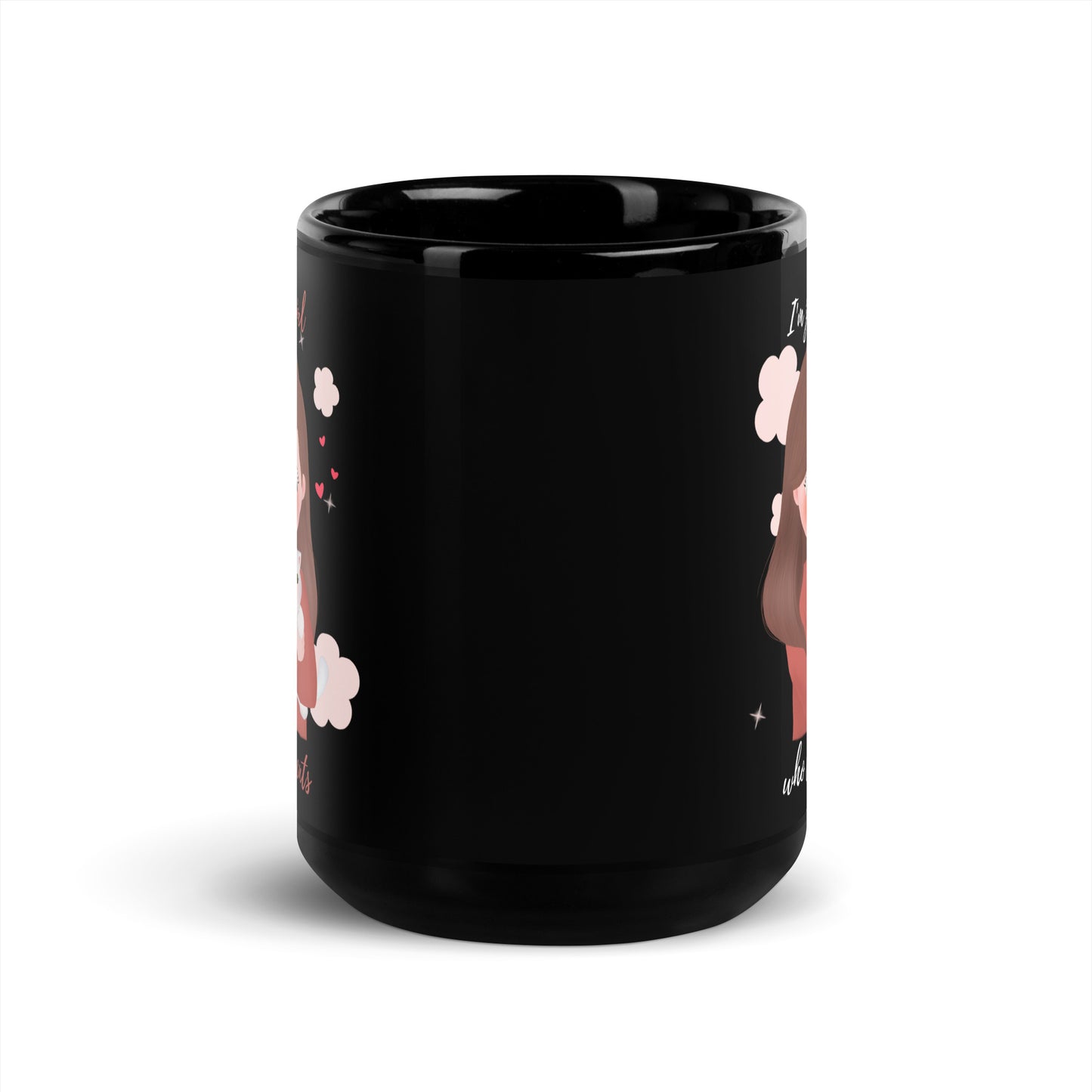Black Glossy Mug - I'm just a girl who loves cats - Maroon