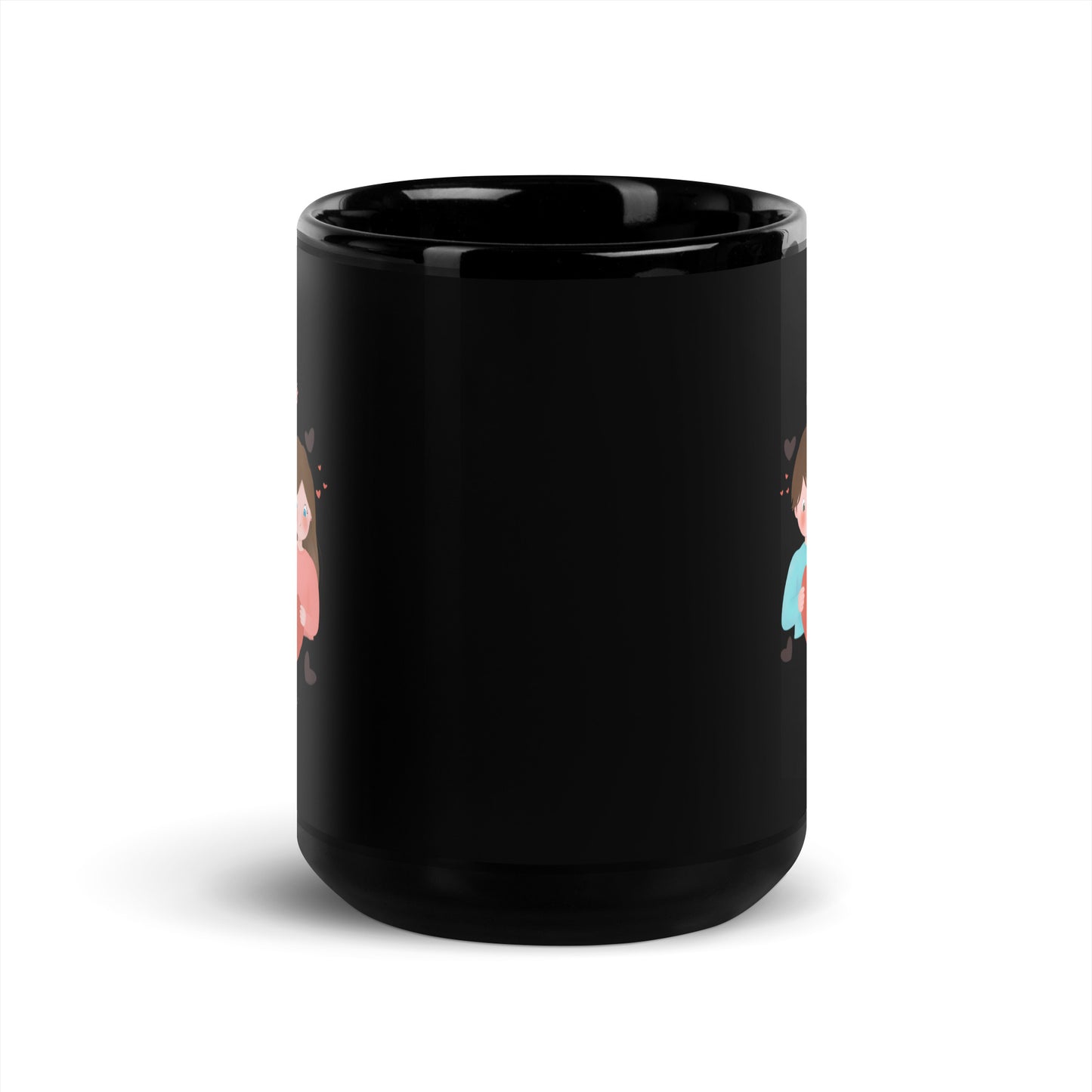 Black Glossy Mug - Two Hearts One Love