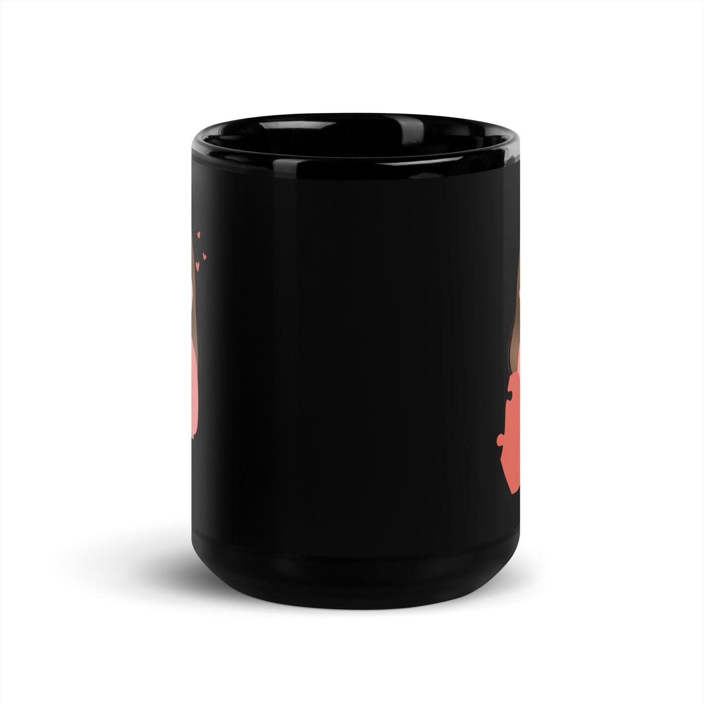 Two Hearts One Love - Couple black glossy mug