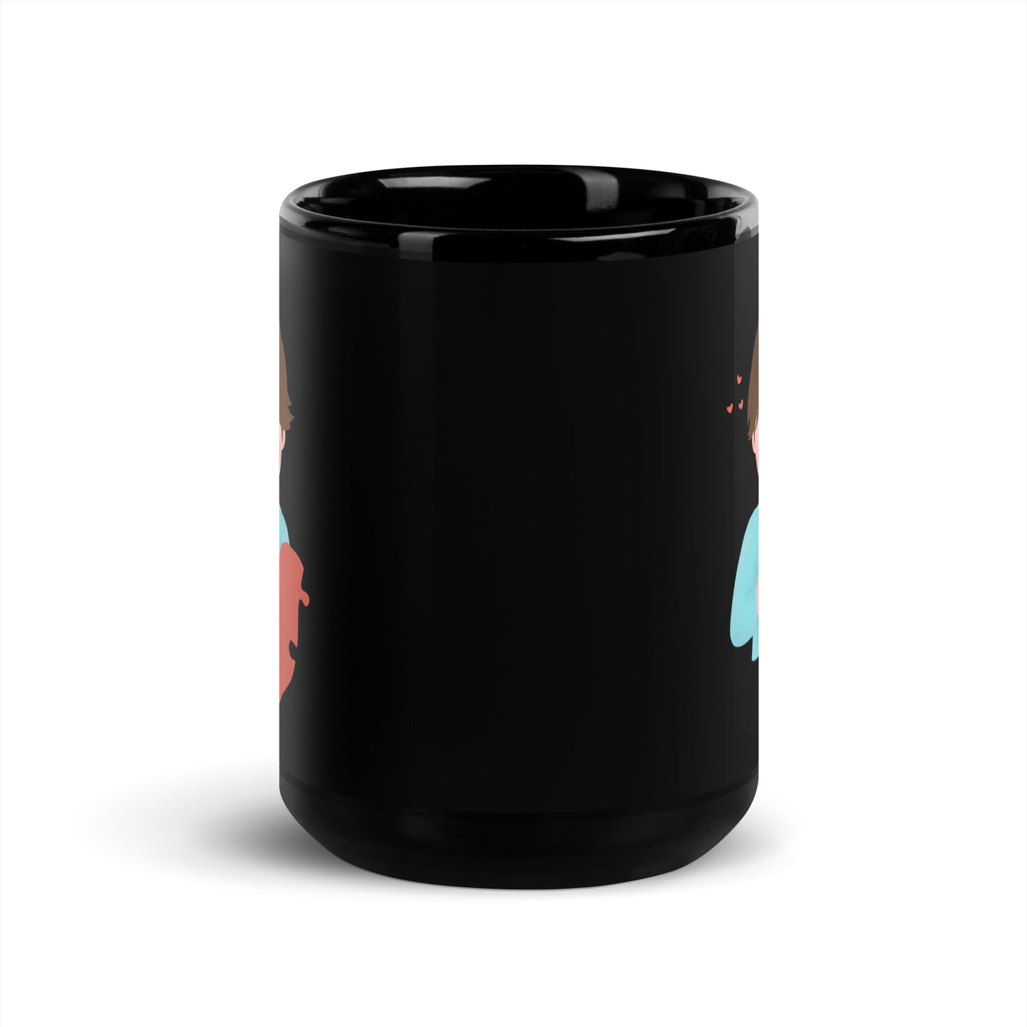 Two Hearts One Love - Couple black glossy mug