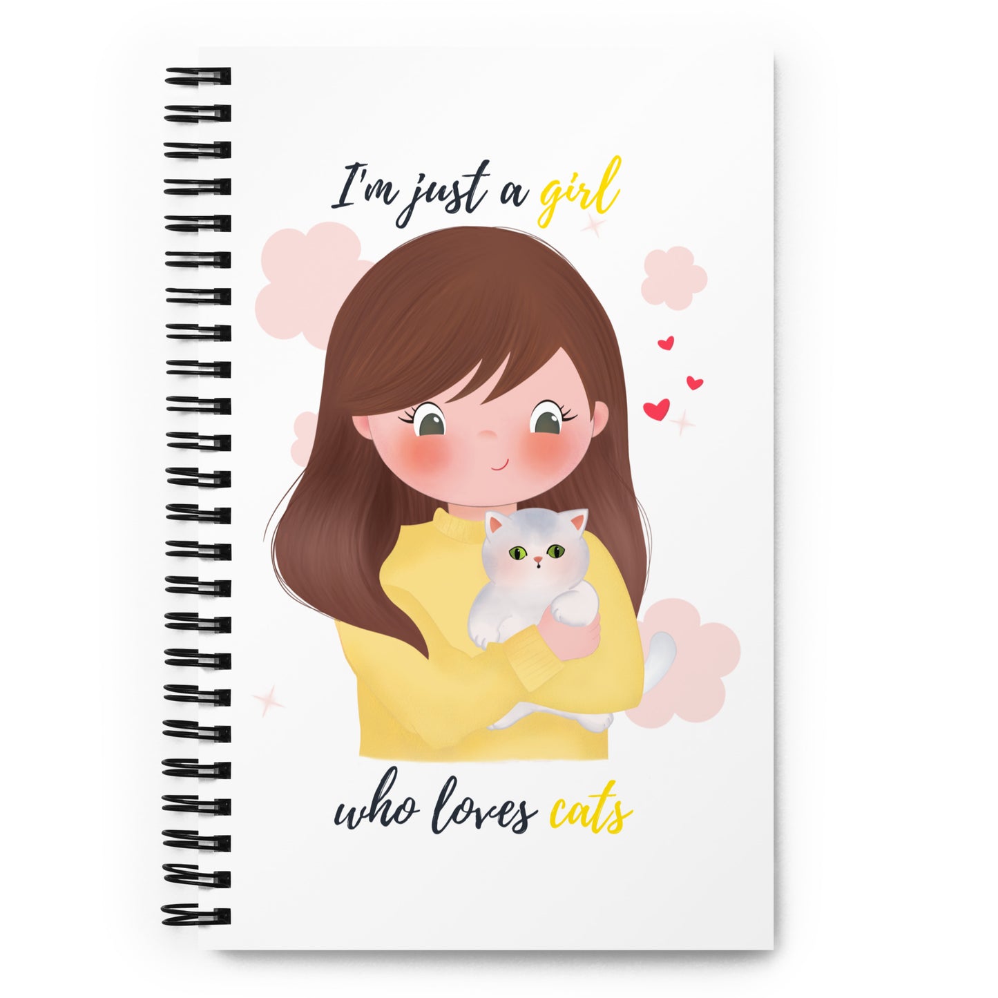 Spiral notebook - I'm just a girl who loves cats - Yellow