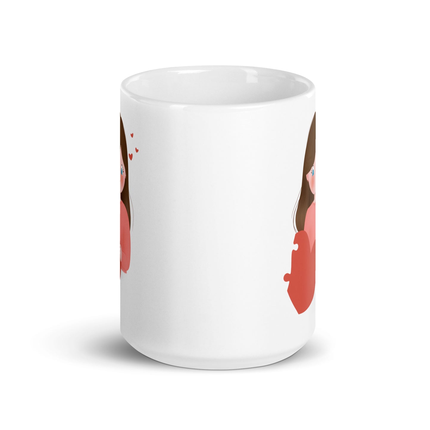 Two Hearts One Love - Couple white glossy mug