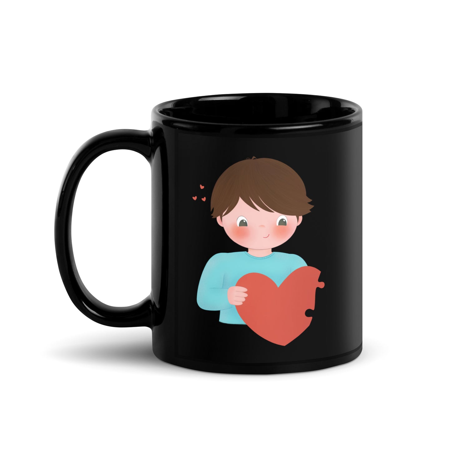 Two Hearts One Love - Couple black glossy mug