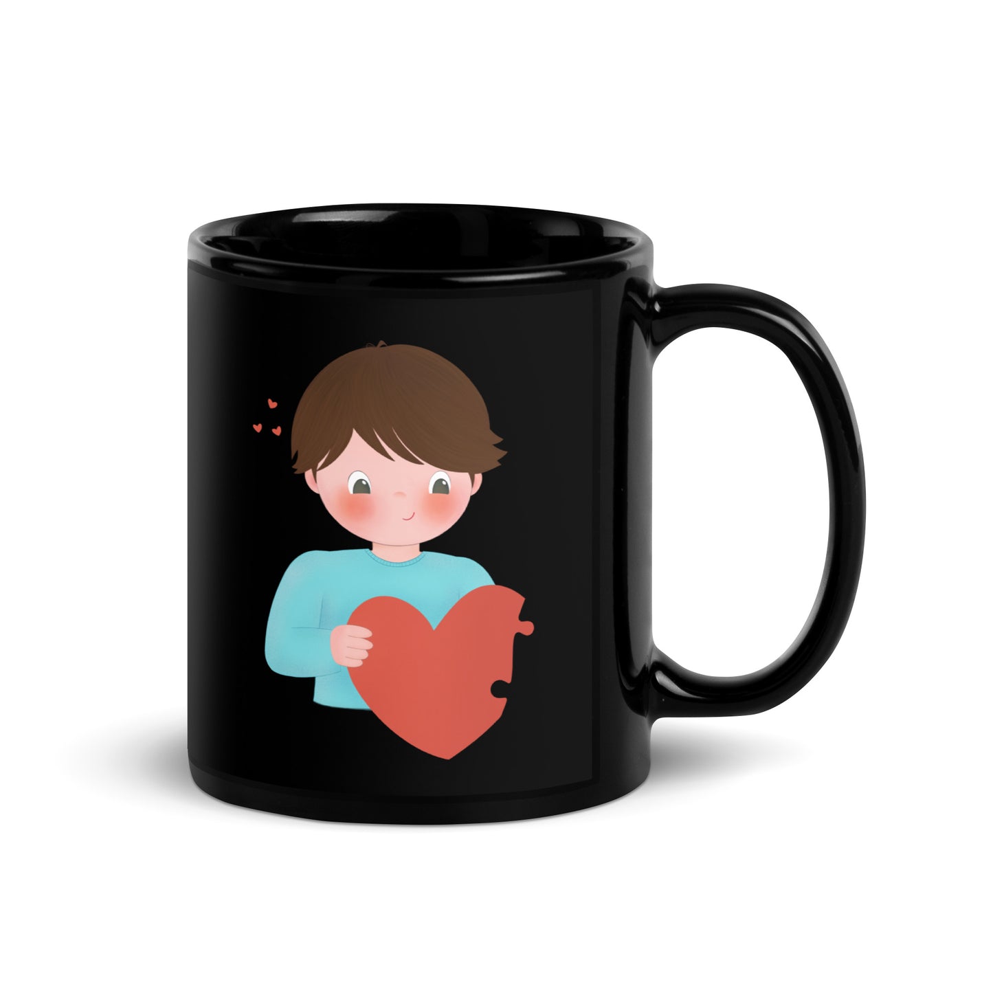 Two Hearts One Love - Couple black glossy mug
