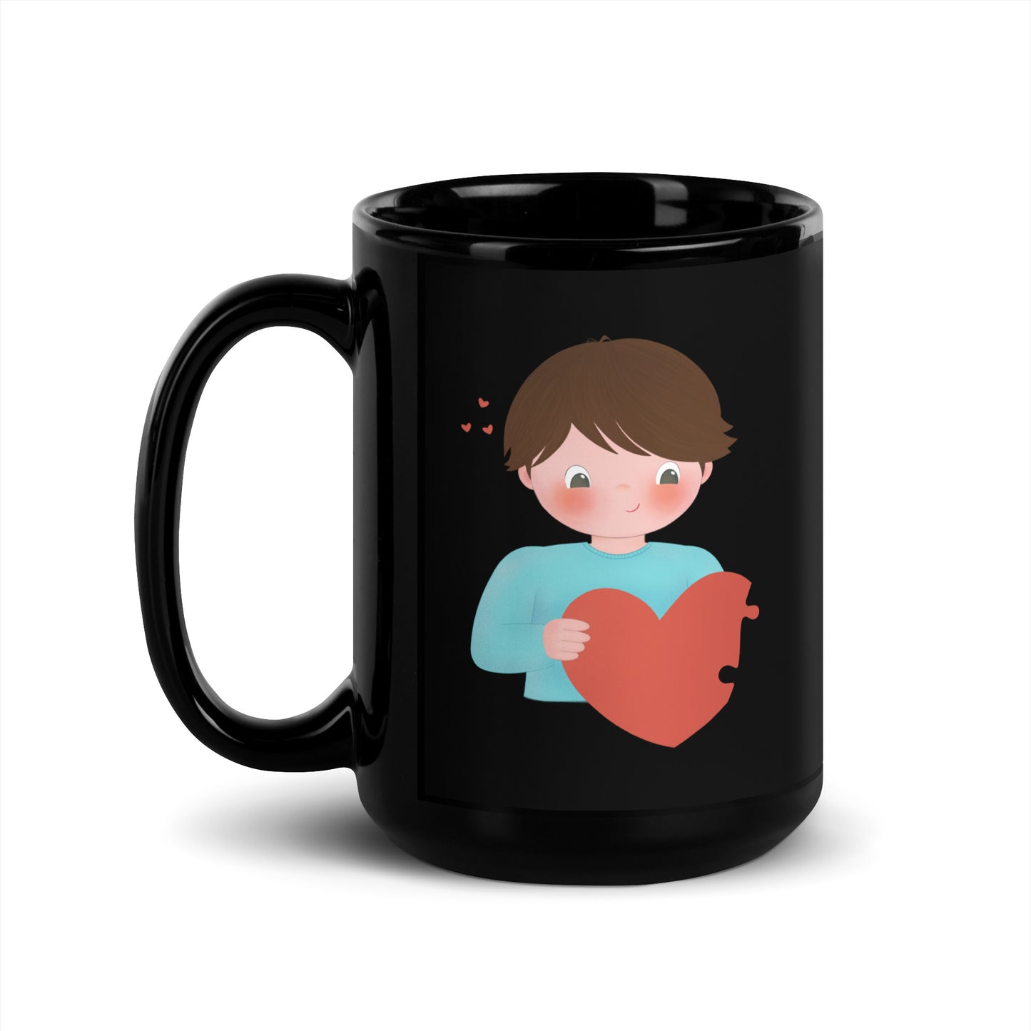 Two Hearts One Love - Couple black glossy mug