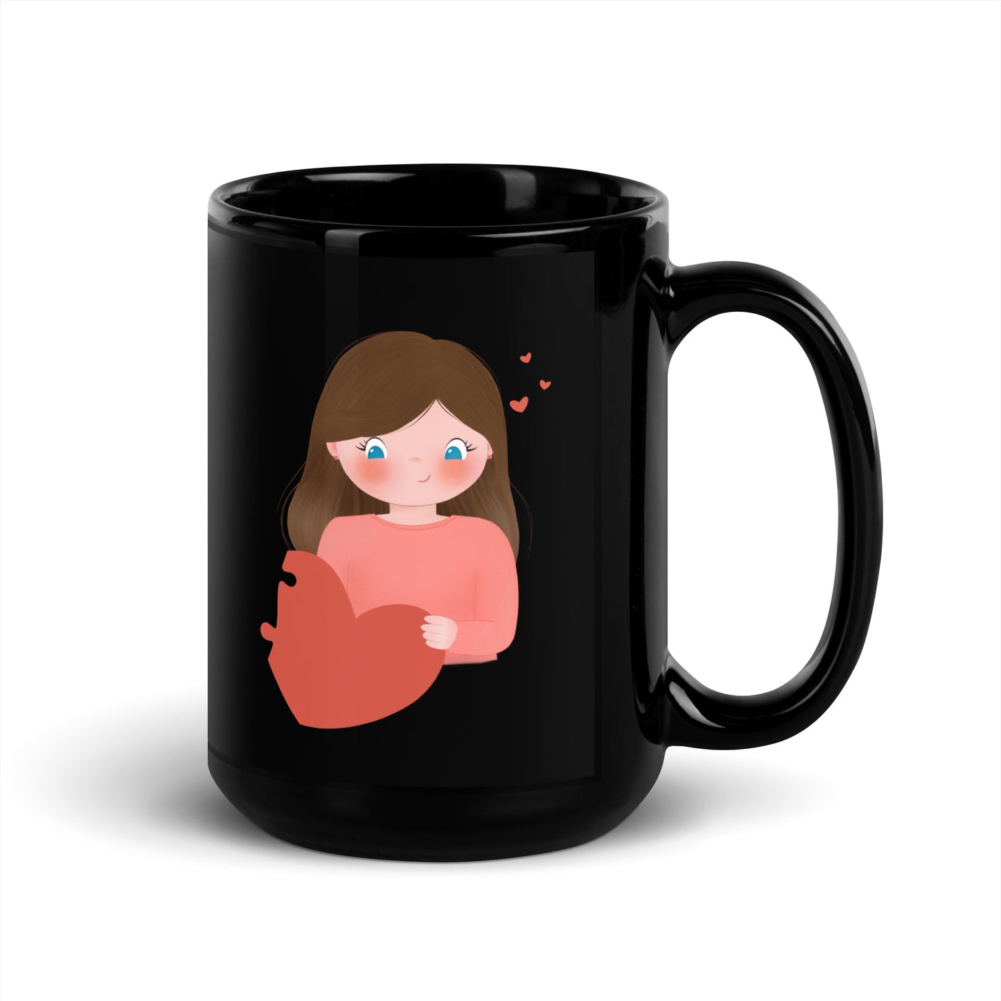Two Hearts One Love - Couple black glossy mug