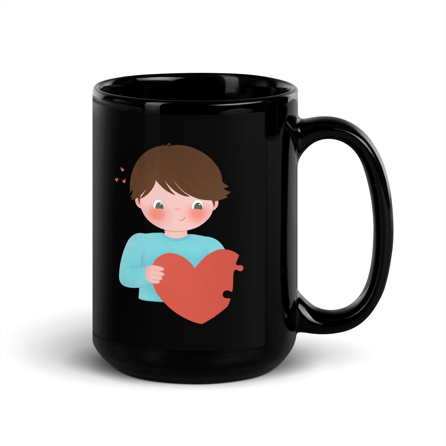 Two Hearts One Love - Couple black glossy mug