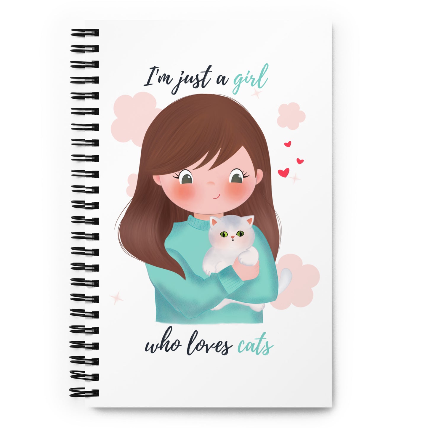 Spiral notebook - I'm just a girl who loves cats - Turquoise