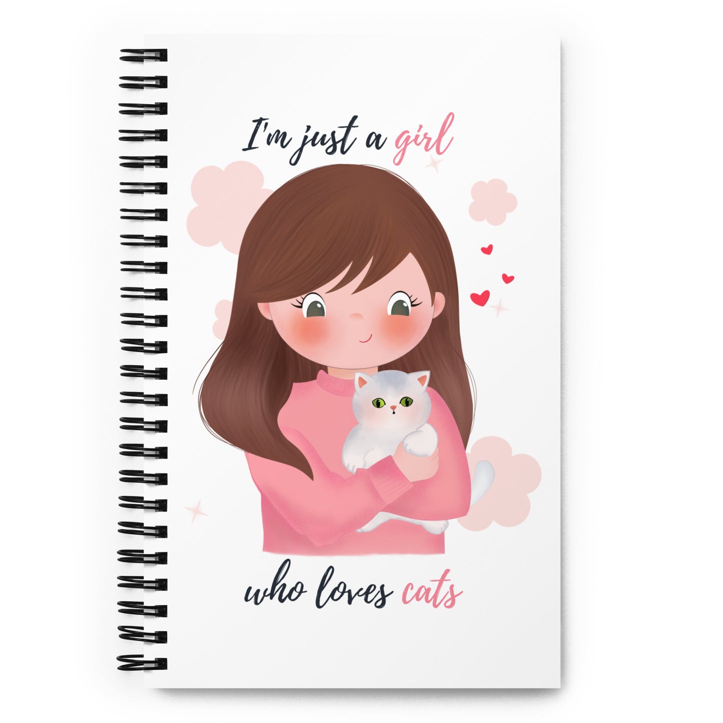 Spiral notebook - I'm just a girl who loves cats - Pink