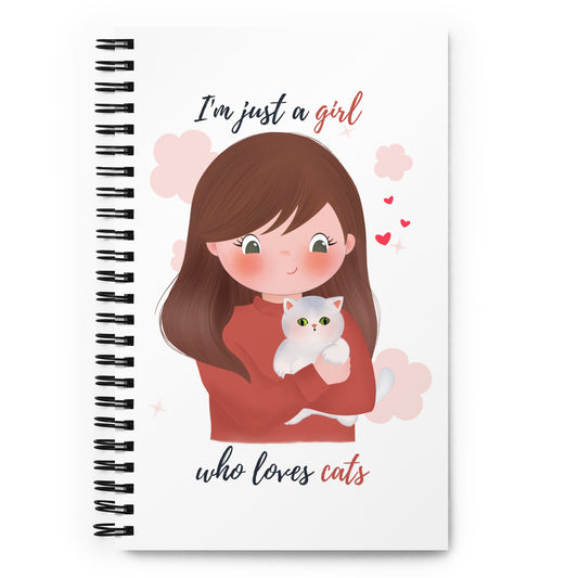 Spiral notebook - I'm just a girl who loves cats - Maroon