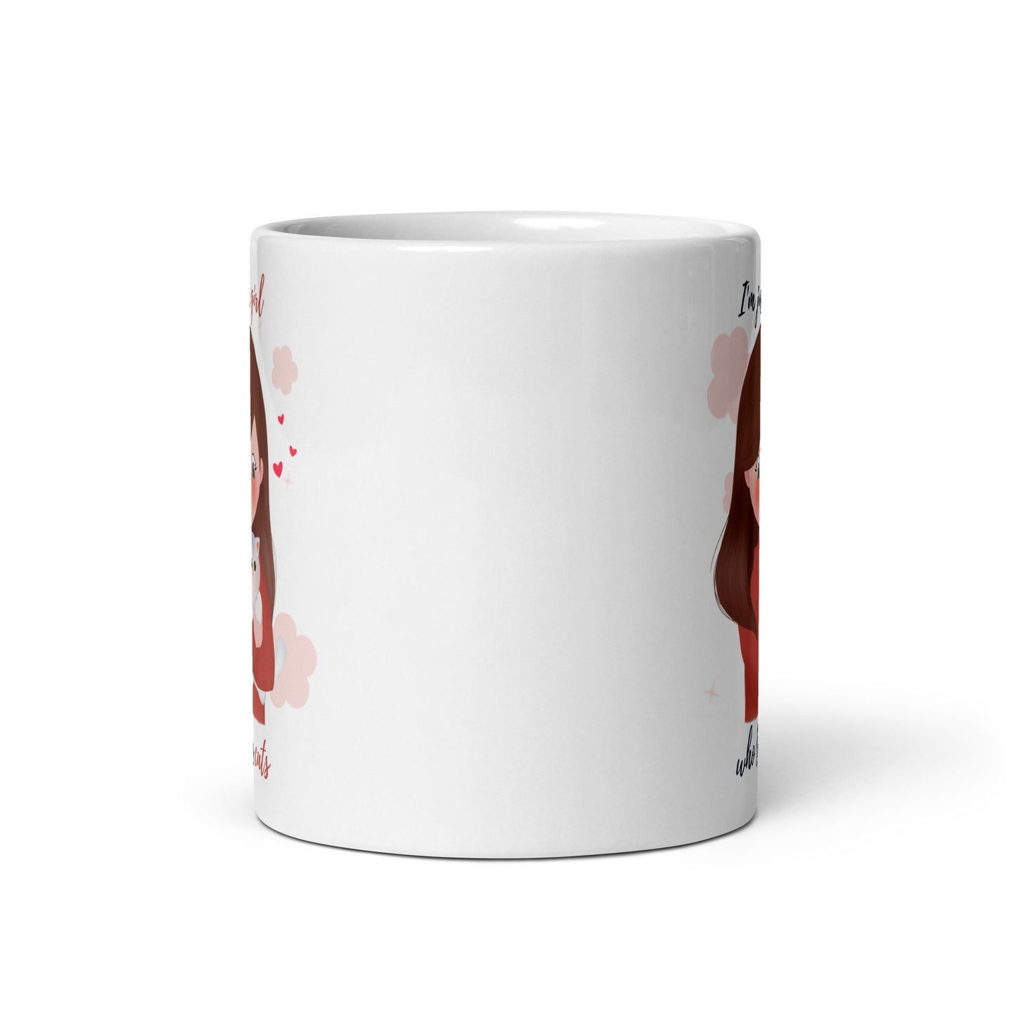 White glossy mug- I'm just a girl who loves cats - Maroon