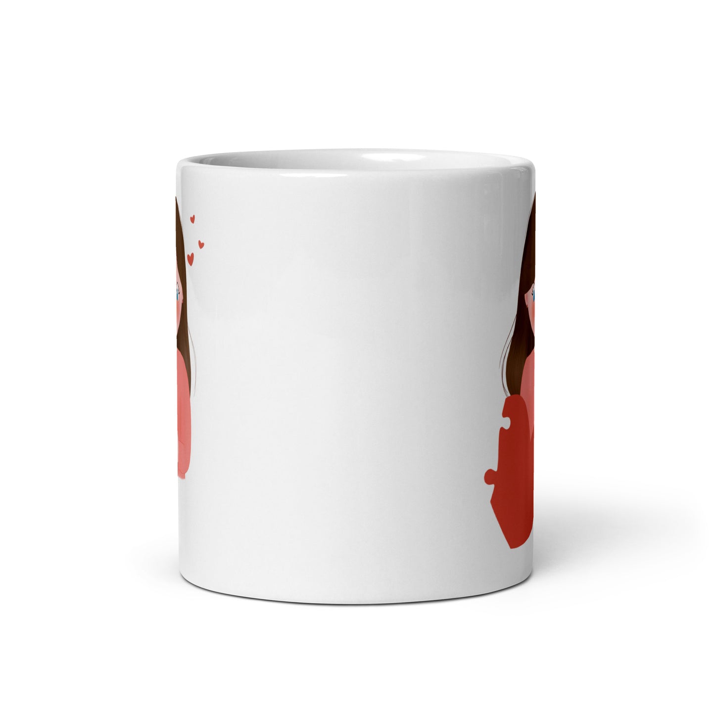 Two Hearts One Love - Couple white glossy mug