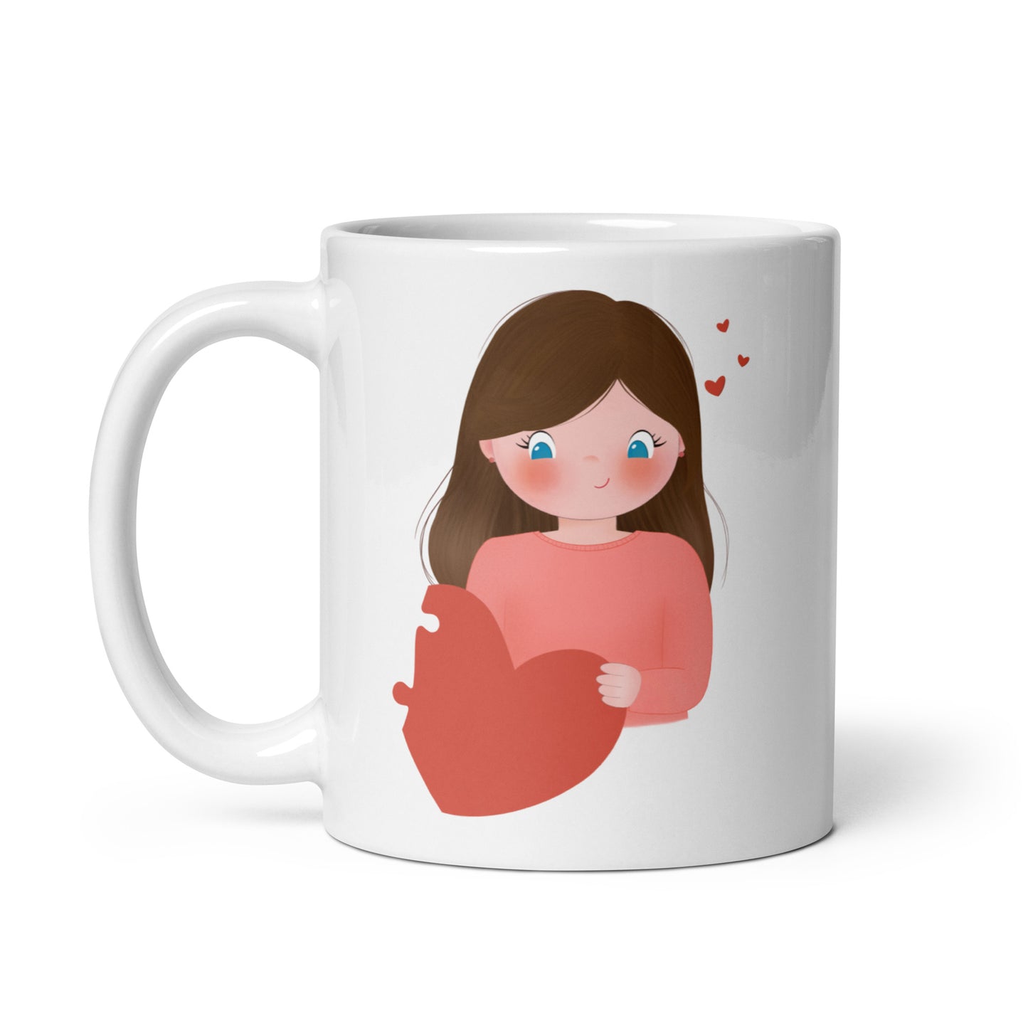 Two Hearts One Love - Couple white glossy mug