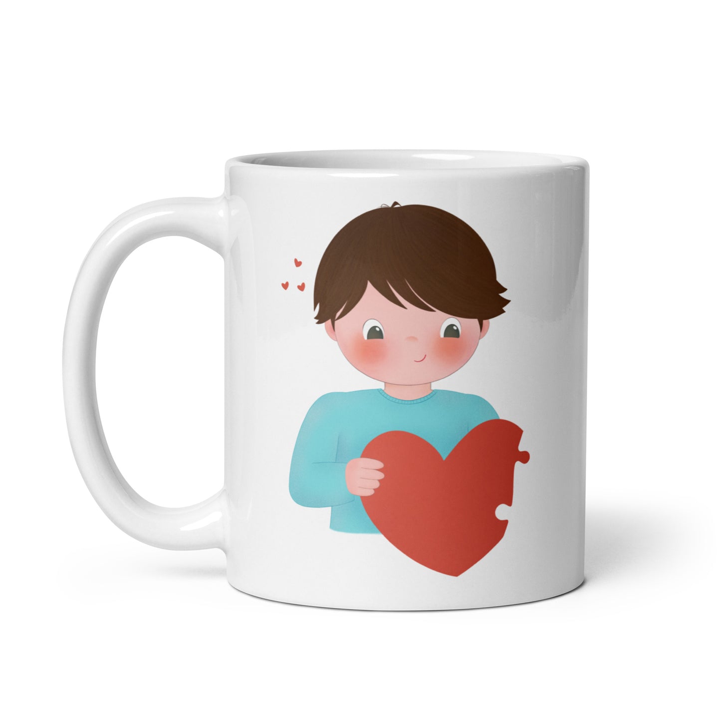 Two Hearts One Love - Couple white glossy mug