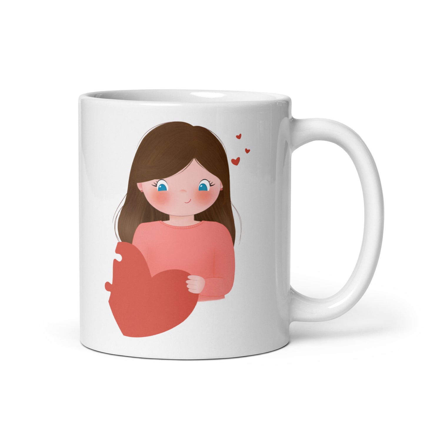 Two Hearts One Love - Couple white glossy mug