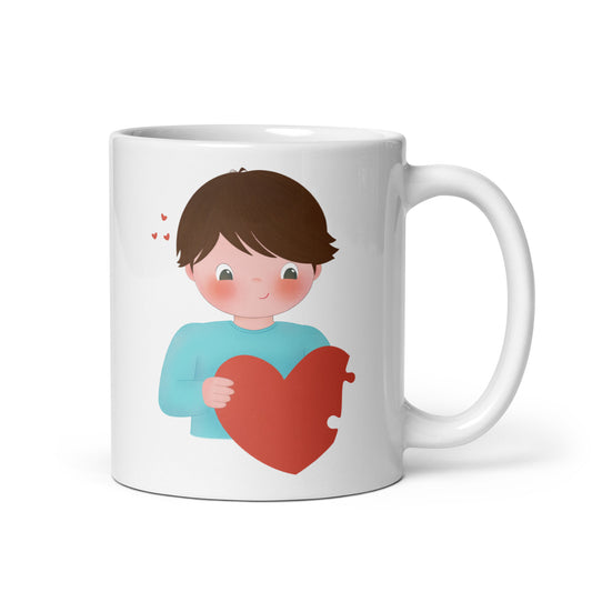 Two Hearts One Love - Couple white glossy mug