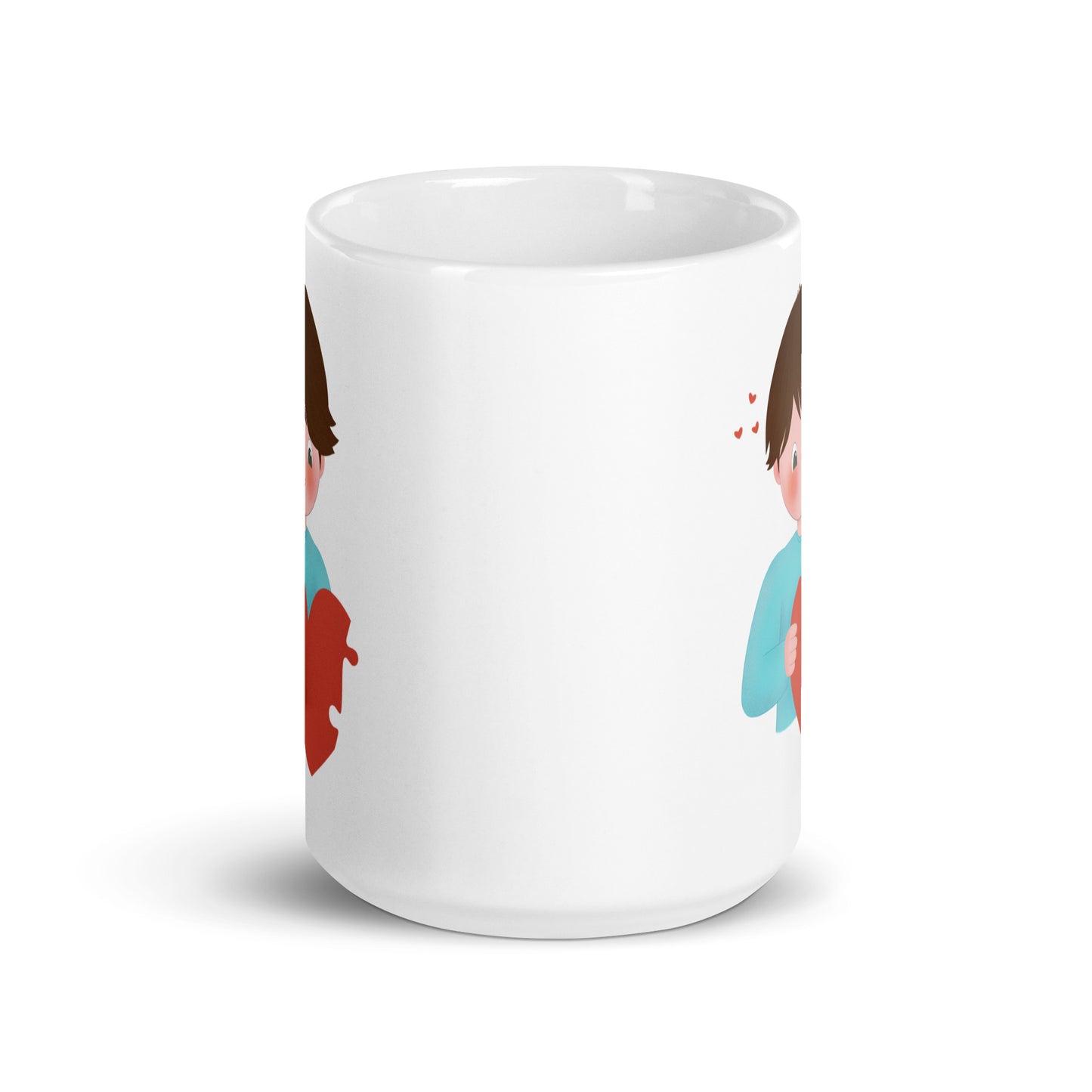 Two Hearts One Love - Couple white glossy mug
