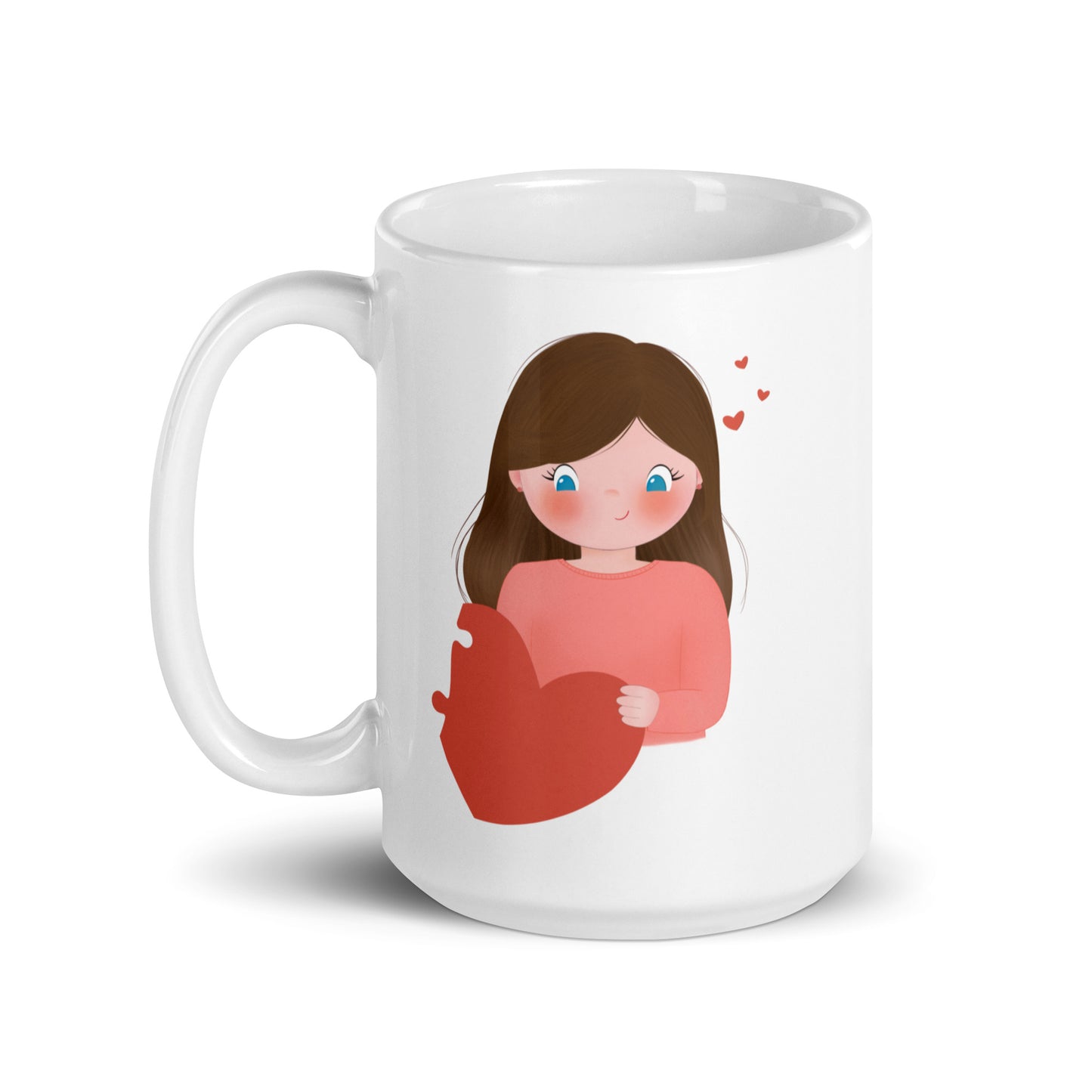 Two Hearts One Love - Couple white glossy mug
