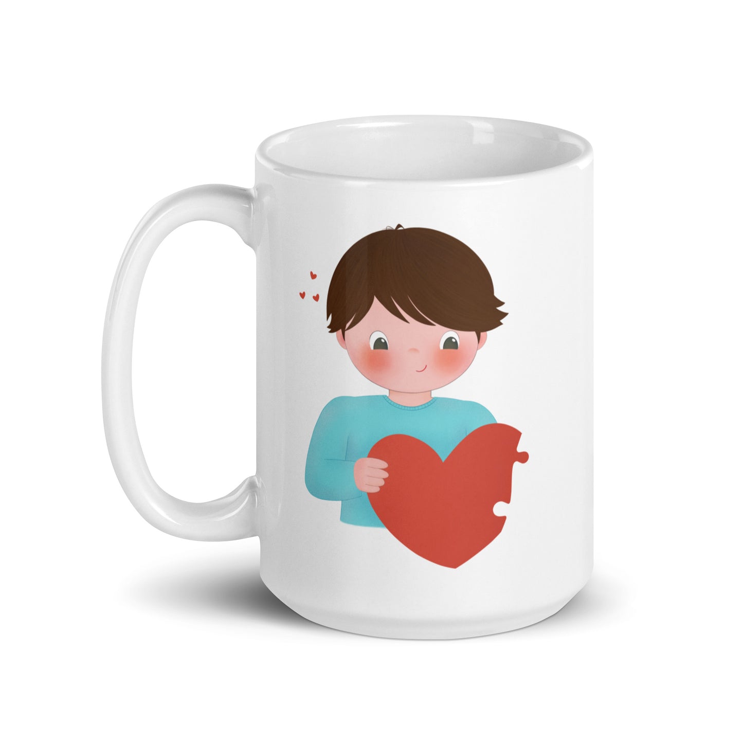 Two Hearts One Love - Couple white glossy mug