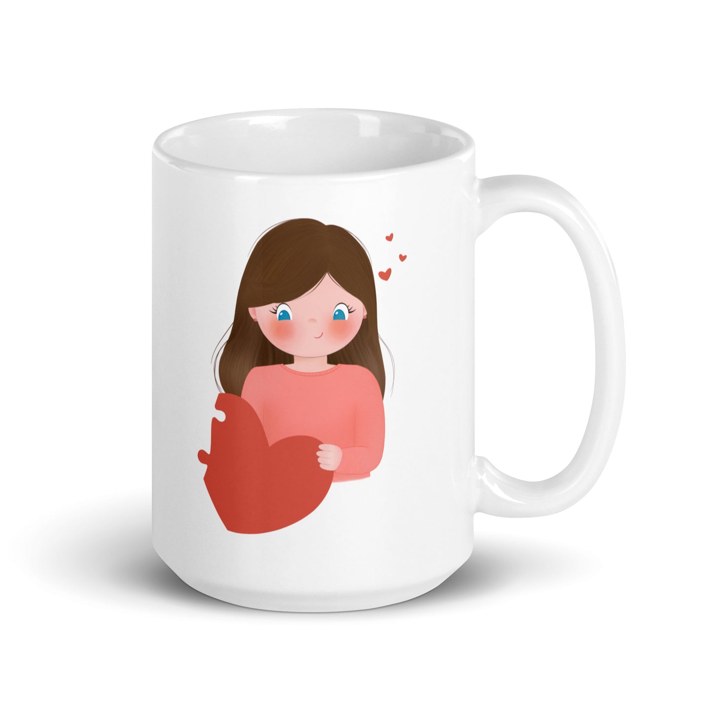 Two Hearts One Love - Couple white glossy mug